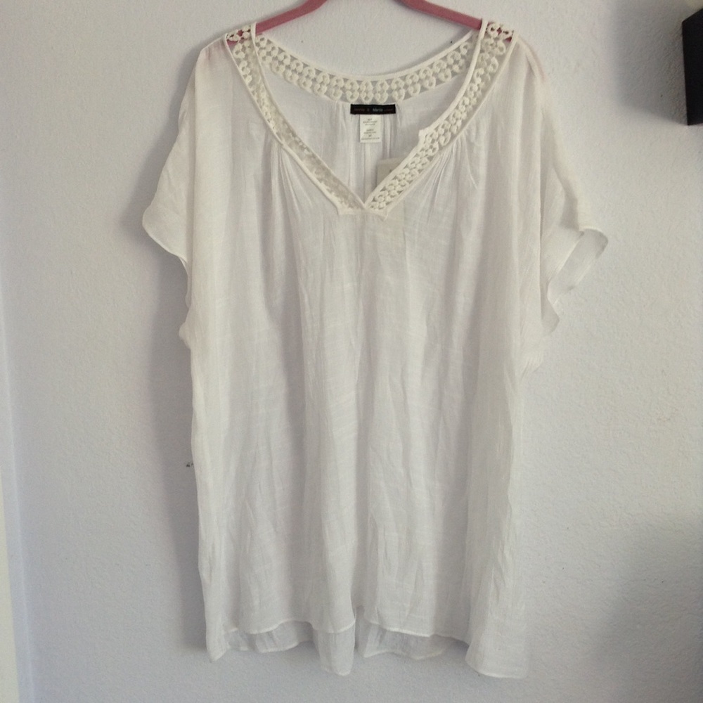 Jennie & marlis white crochet detail top